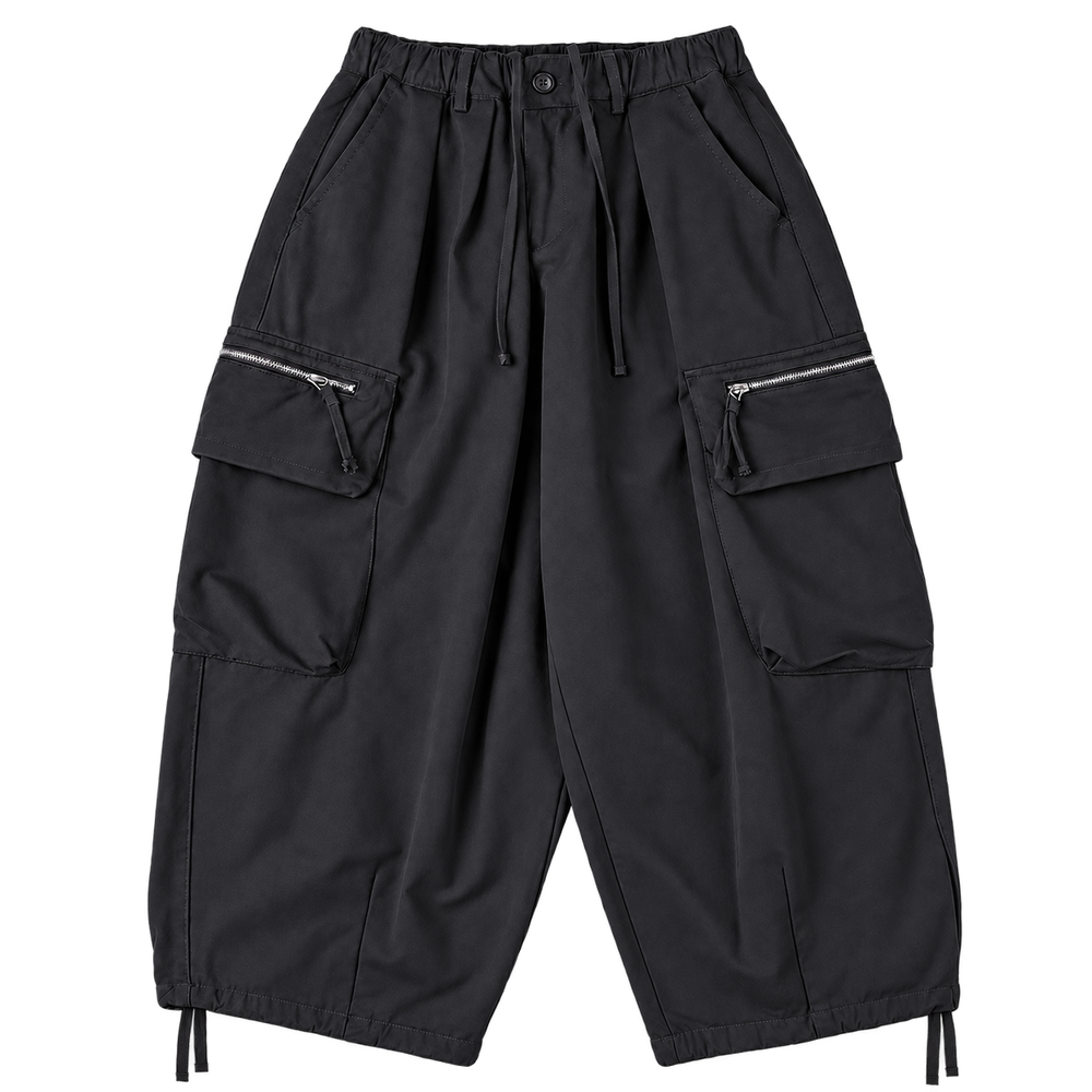 Utility Wide-Leg Cargo Pants Black — front