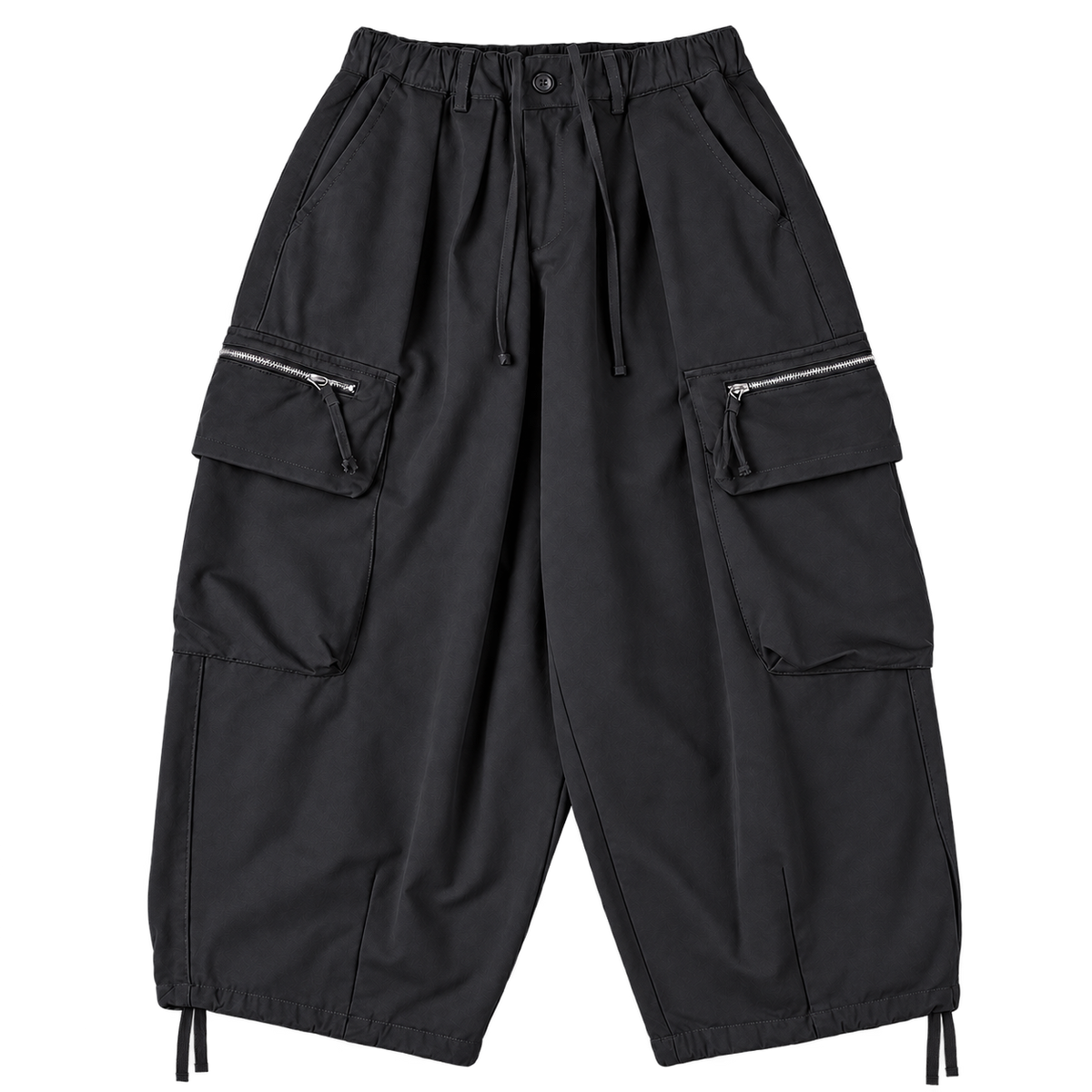 Utility Wide-Leg Cargo Pants Black — front