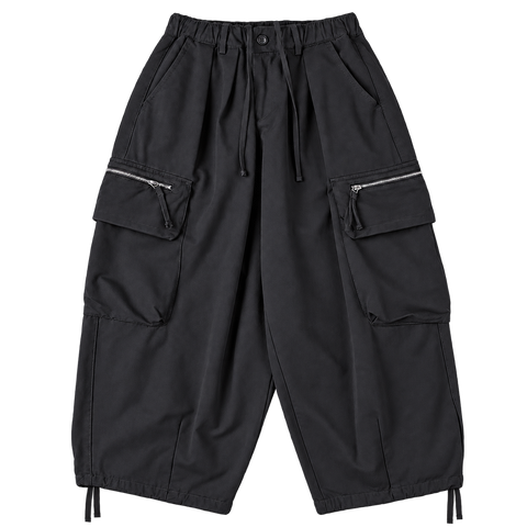 Utility Wide-Leg Cargo Pants Black — front