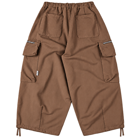 Utility Wide-Leg Cargo Pants Brown — back