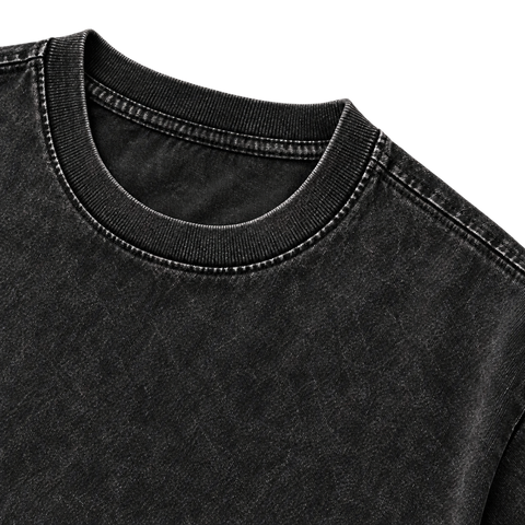 Black — neckline detail — Vintage Wash Essential Tee