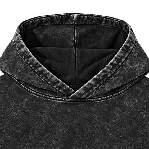 Black — hood detail — Vintage Wash Pullover Hoodie