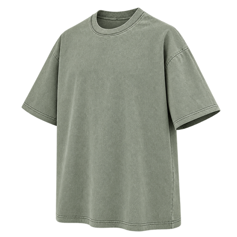 Army Green — three-quarter front — Vintage Wash Essential Tee