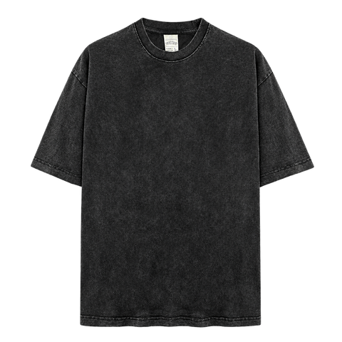 Vintage Wash Essential Tee in Black, transparent front product view