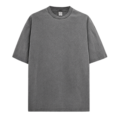 Vintage Wash Essential Tee in Dark Gray, transparent front product view