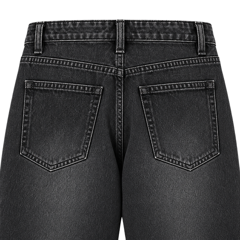 Vintage Wash Straight-Leg Jeans Black — back pocket closeup