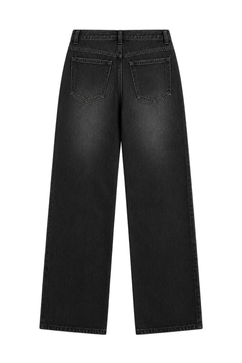Vintage Wash Straight-Leg Jeans Black — back