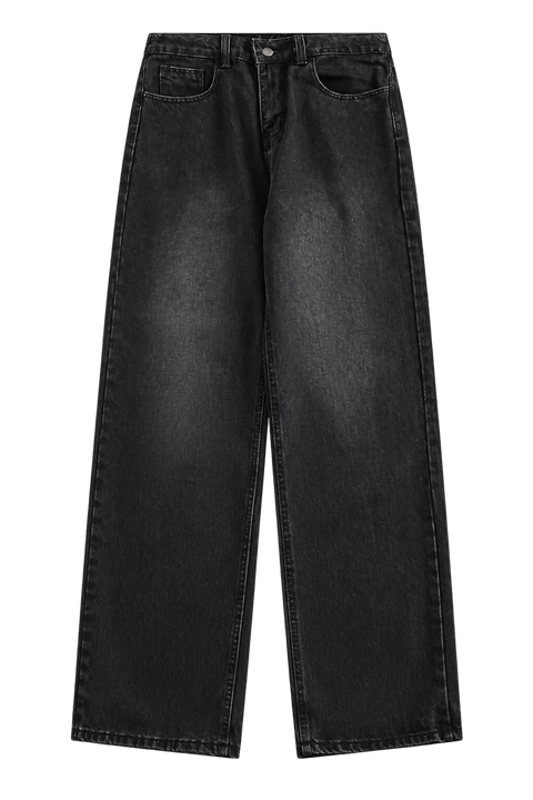 Vintage Wash Straight-Leg Jeans Black — front