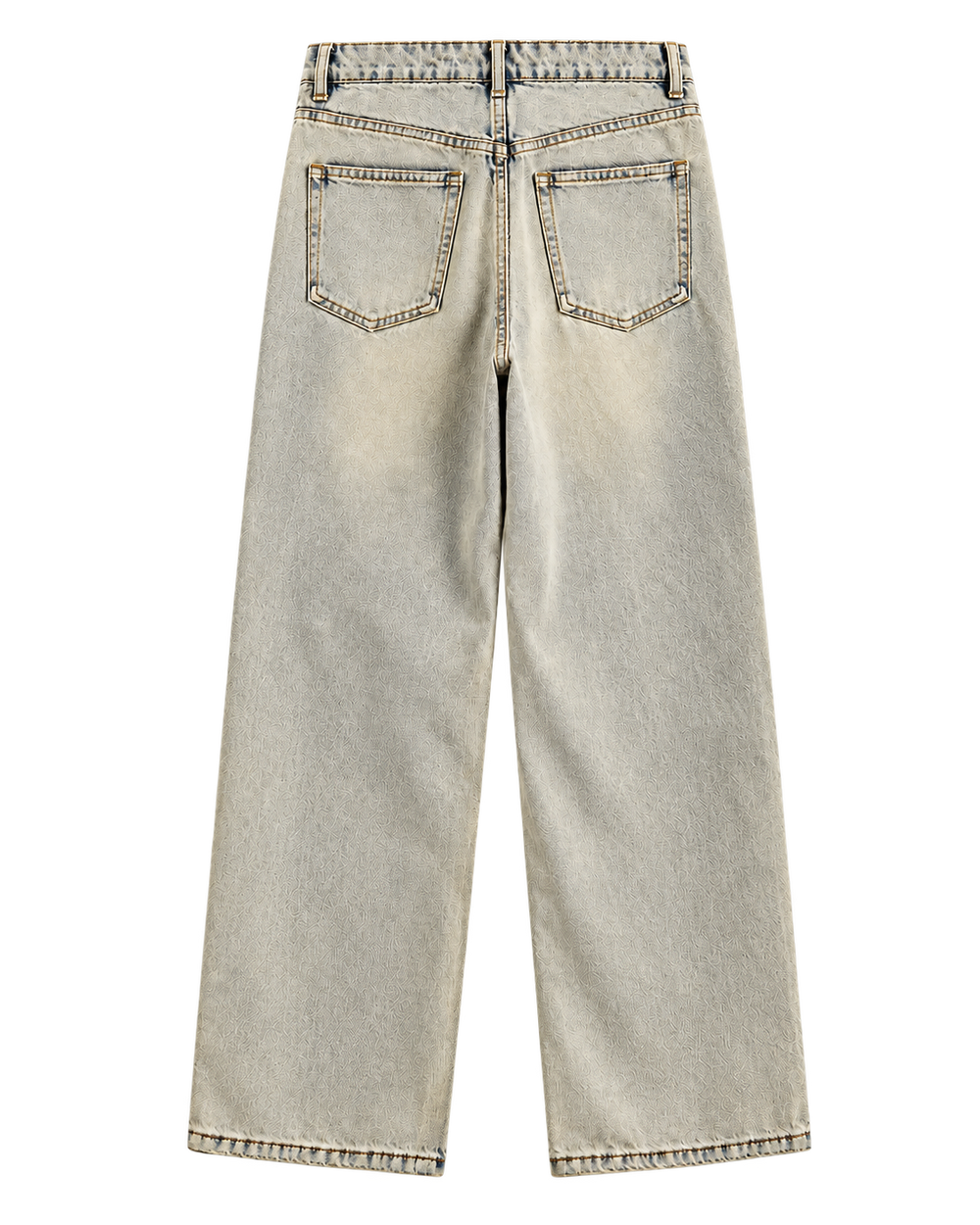Vintage Wash Straight-Leg Jeans Yellow Mud Colors — back view