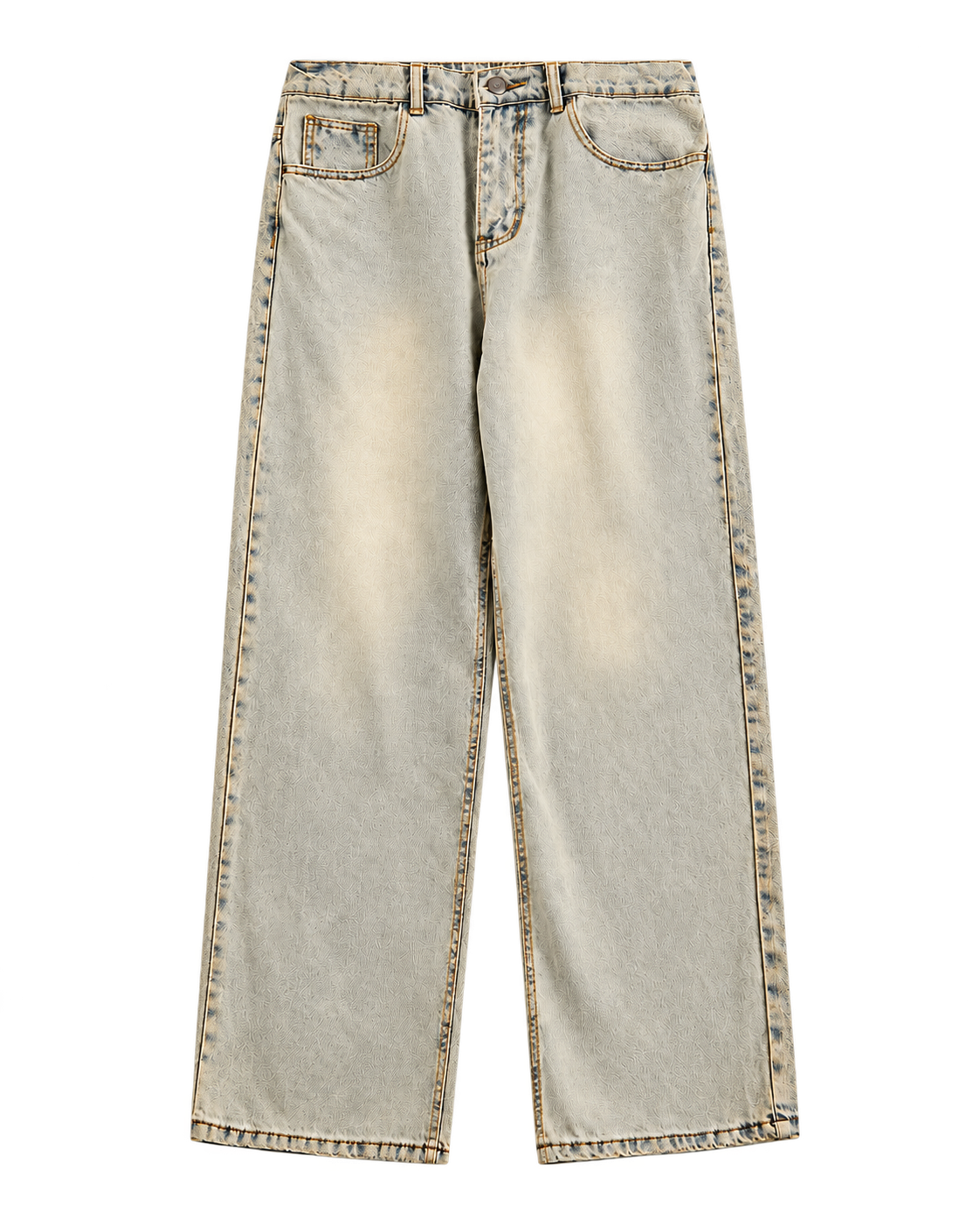 Vintage Wash Straight-Leg Jeans Yellow Mud Colors — front view
