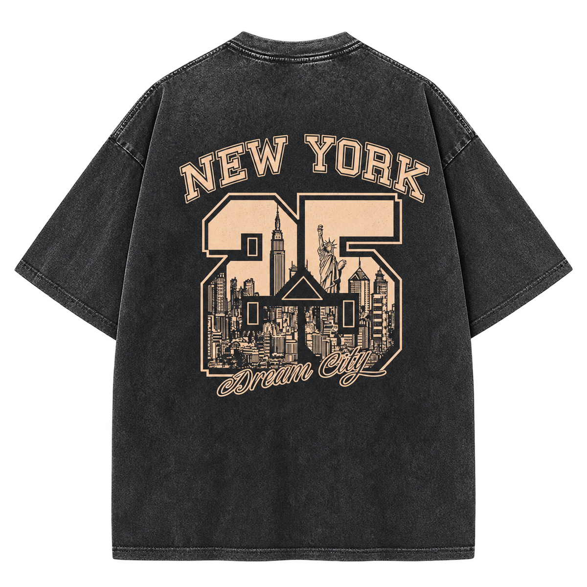 Vintage Wash New York 25 Tee — Black New York back view