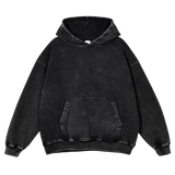 Vintage Wash Pullover Hoodie in Black, transparent front product view