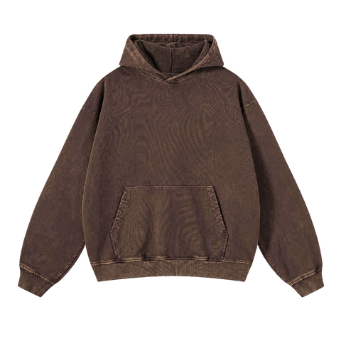 Vintage Wash Pullover Hoodie in Washed Brown, transparent front product view