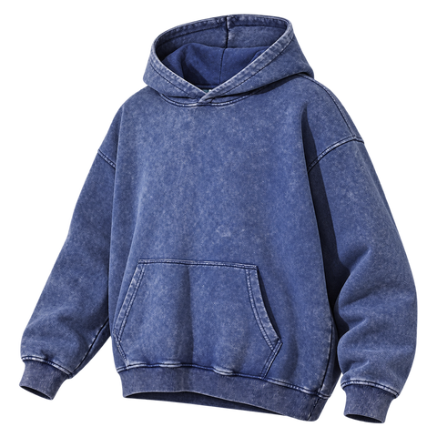 Washed Blue — three-quarter front — Vintage Wash Pullover Hoodie
