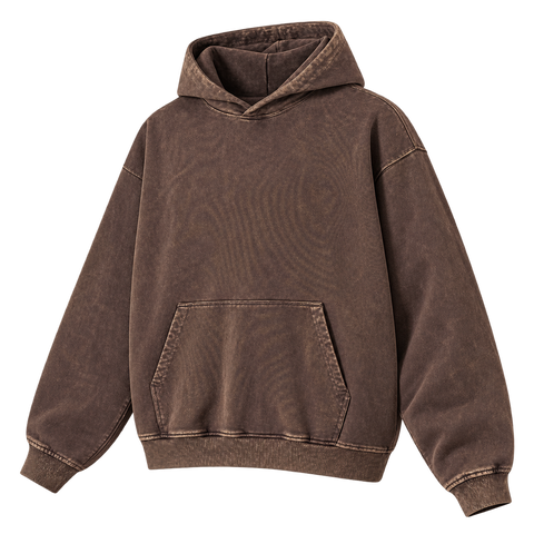 Washed Brown — three-quarter front — Vintage Wash Pullover Hoodie