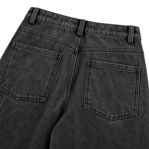 Washed Black Straight-Leg Jeans back pocket detail