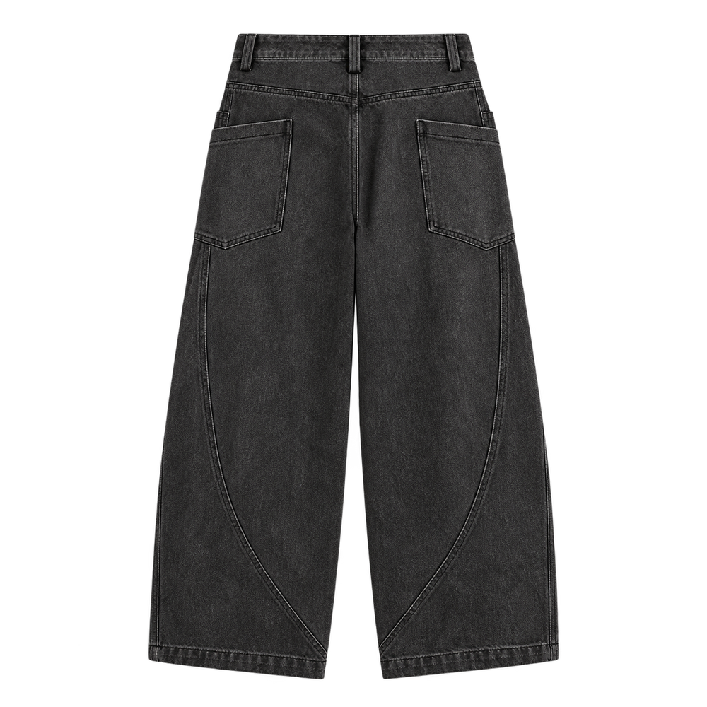 Washed Black Straight-Leg Jeans back view