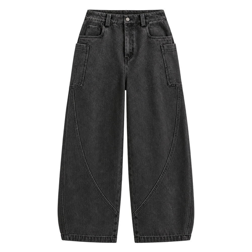 Washed Black Straight-Leg Jeans front view