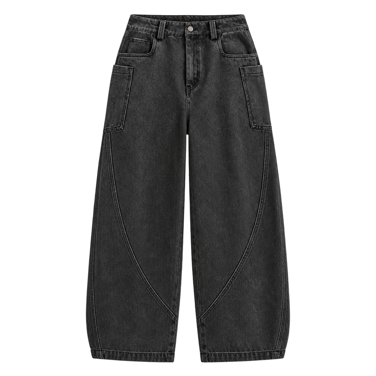 Washed Black Straight-Leg Jeans front view