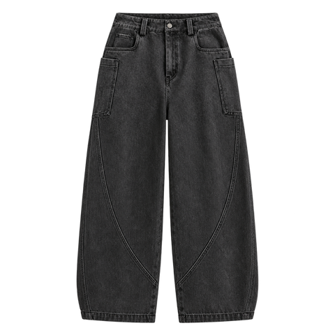 Washed Black Straight-Leg Jeans front view