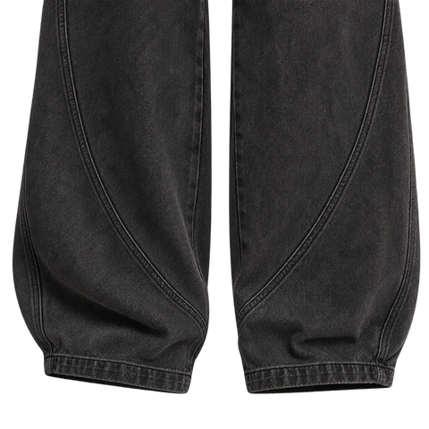 Washed Black Straight-Leg Jeans leg and hem detail