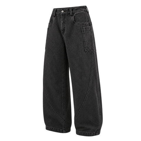 Washed Black Straight-Leg Jeans three-quarter view