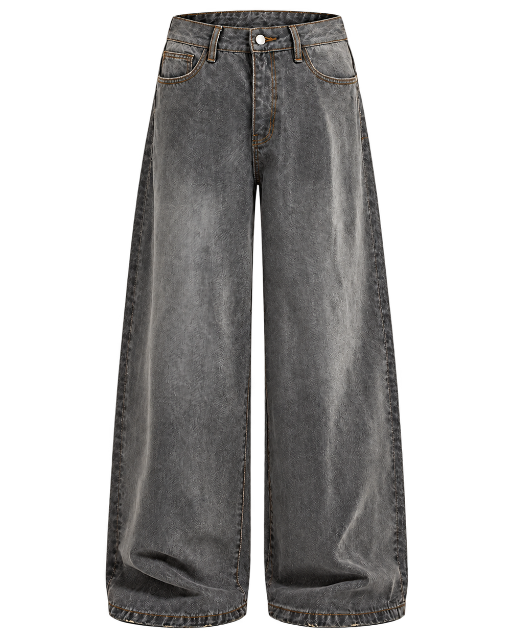 Washed Gray Straight-Leg Jeans front view