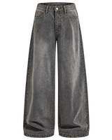 Washed Gray Straight-Leg Jeans front view