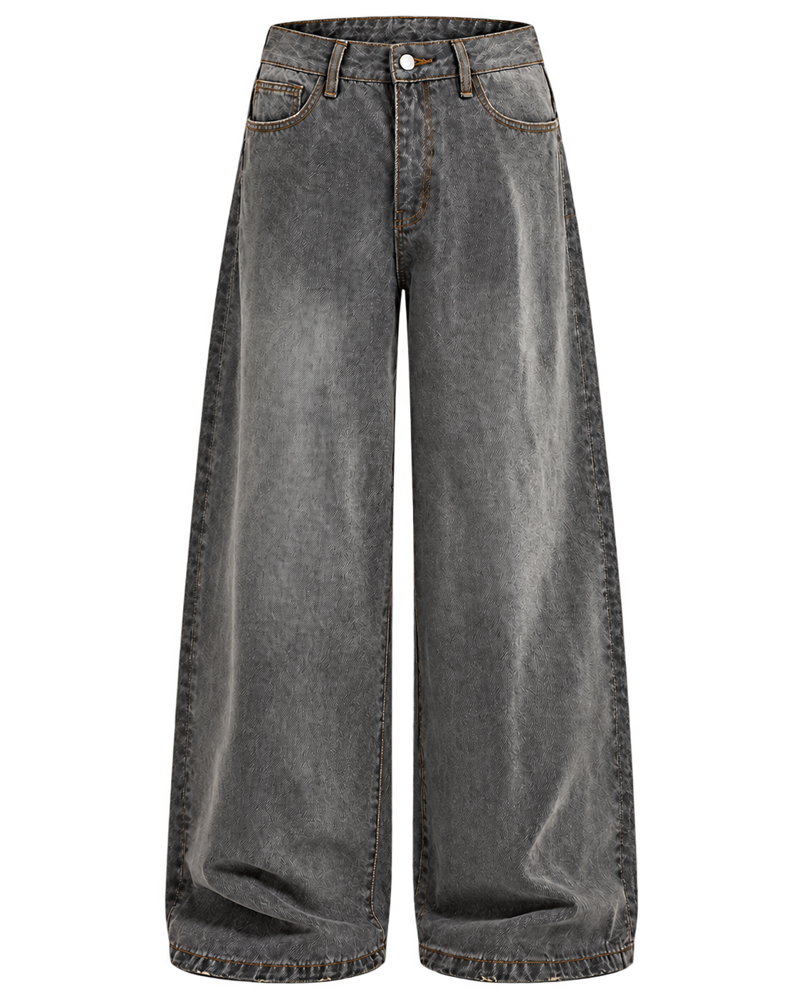 Washed Gray Straight-Leg Jeans front view