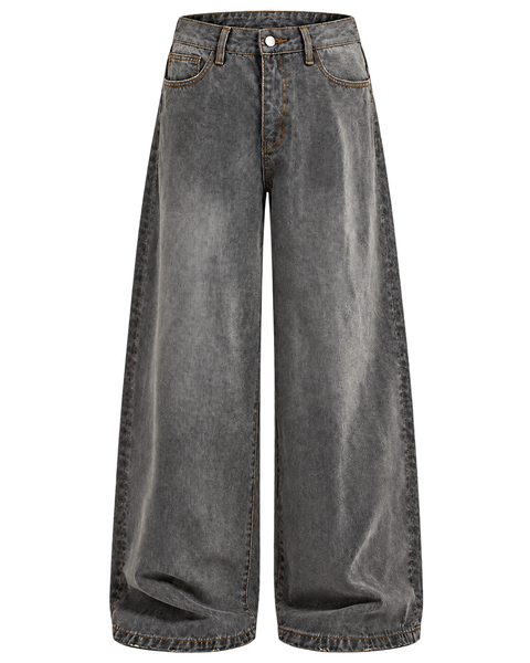 Washed Gray Straight-Leg Jeans front view