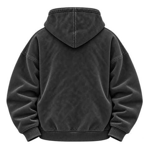 Black — back — Washed Half-Zip Oversized Hoodie